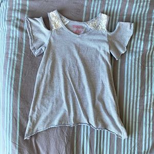 Girls Short Sleeve Lace Off Shoulder Top